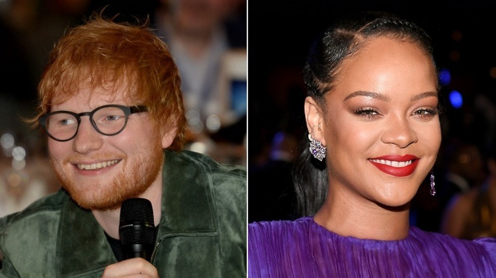 Split image of Ed Sheeran and Rihanna