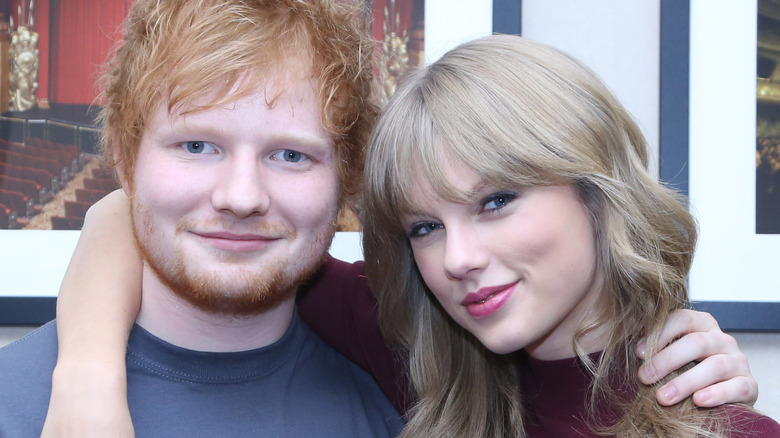 Ed Sheeran and Taylor Swift backstage at a concert