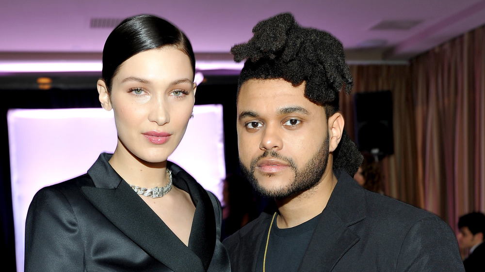 Bella Hadid and The Weeknd pose