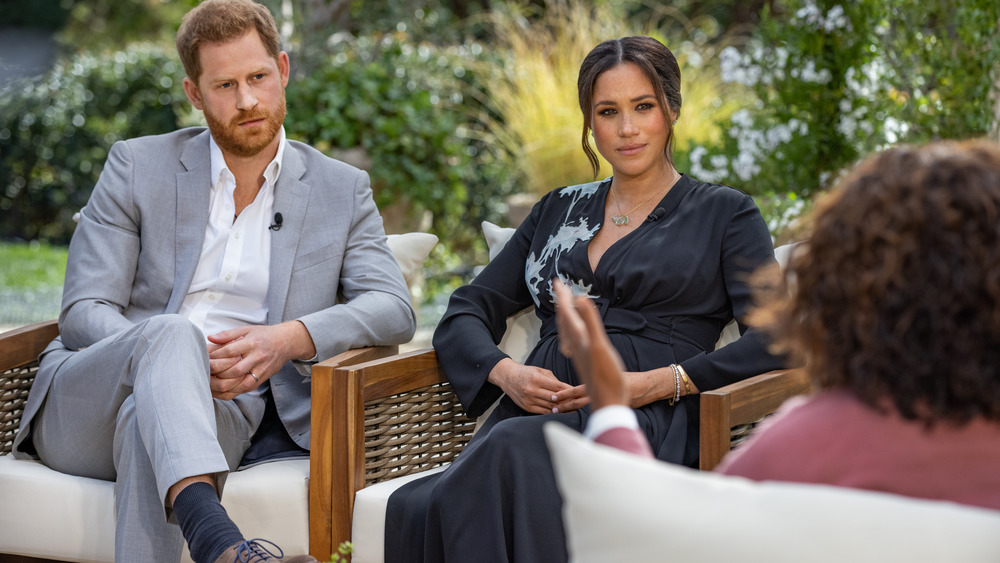 Prince Harry and Meghan Markle speaking to Oprah Winfrey 