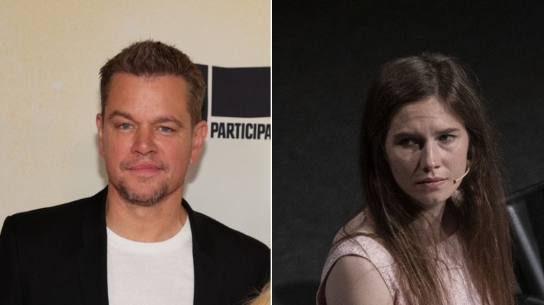 Matt Damon and Amanda Knox side by side