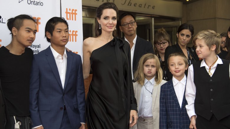 Angelina Jolie with her kids