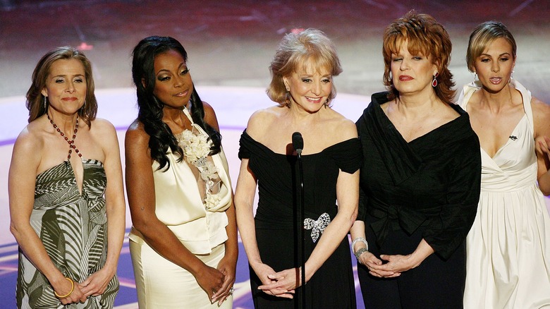 Barbara Walters and "The View" cast on stage 