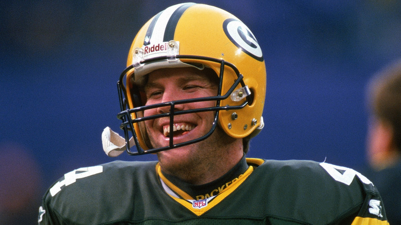 Brett Favre in his Green Bay Packer's uniform