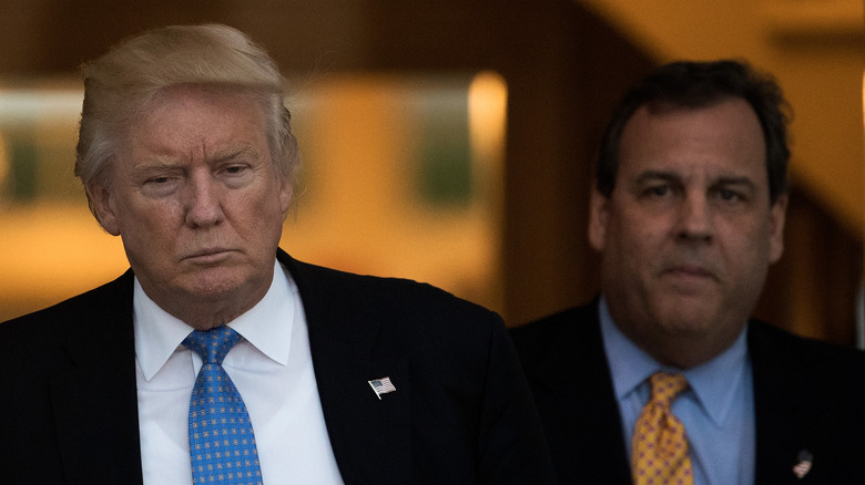 Donald Trump Chris Christie solemn