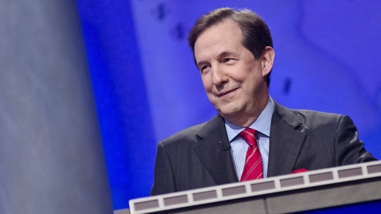 Chris Wallace speaking during a rehearsal before a taping of Jeopardy! Power Players Week