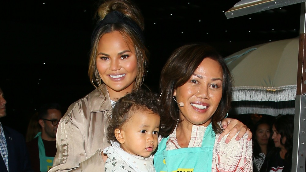 Chrissy Teigen, mother Vilailuck, and son Miles