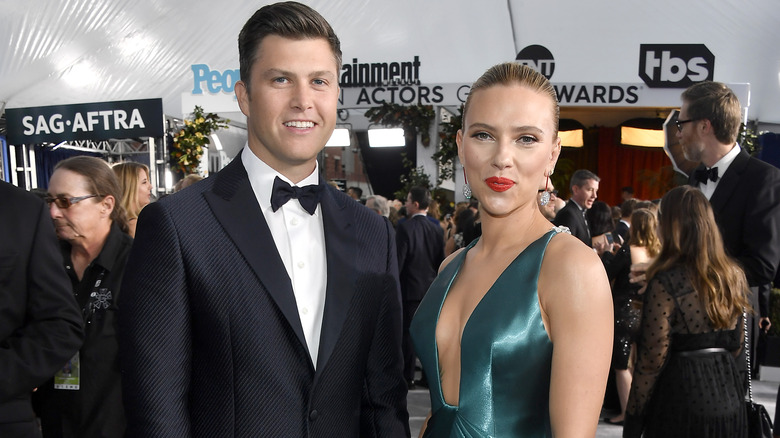 Colin Jost and Scarlett Johansson