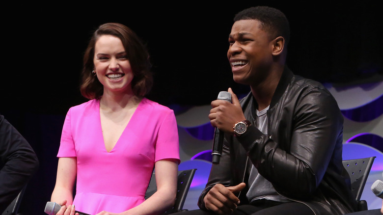 Daisy Ridley and John Boyega speaking at Star Wars Celebration 2015