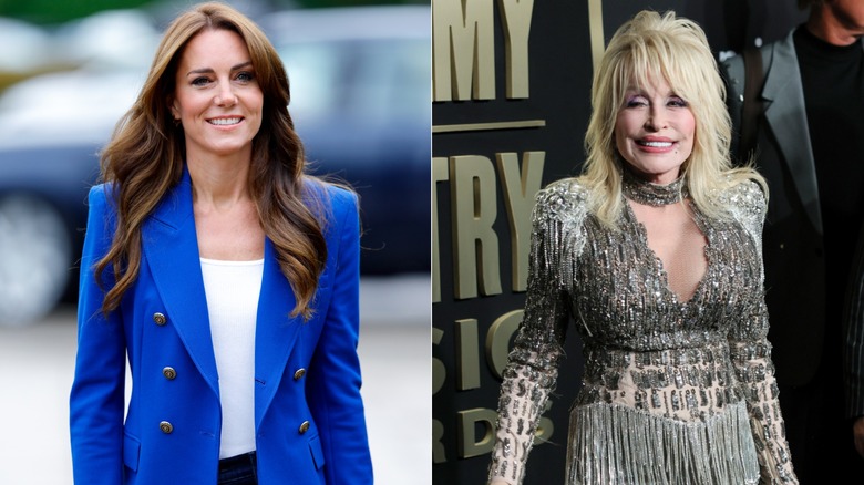 Kate Middleton walking, Dolly Parton smiling