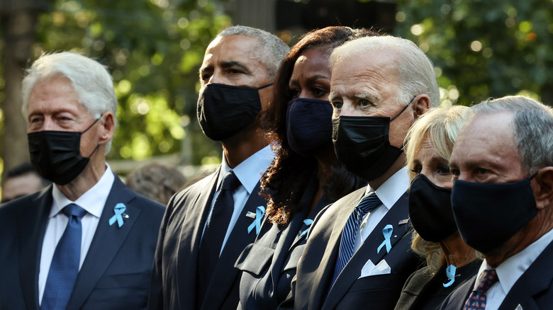 Bill Clinton, Barack Obama, Joe Biden wearing masks