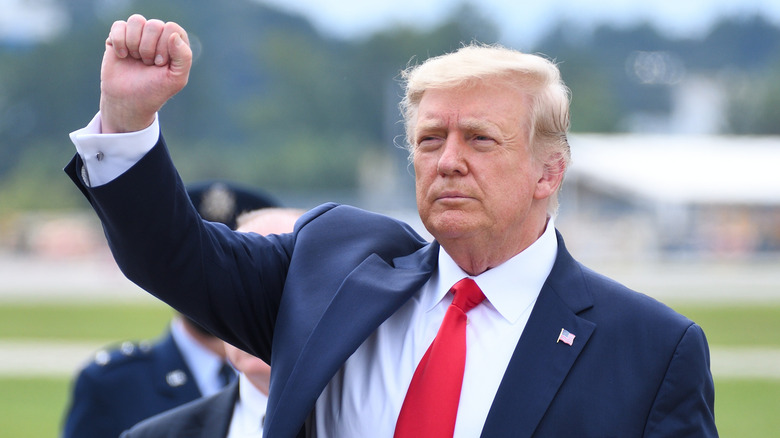 Donald Trump raising fist at event 