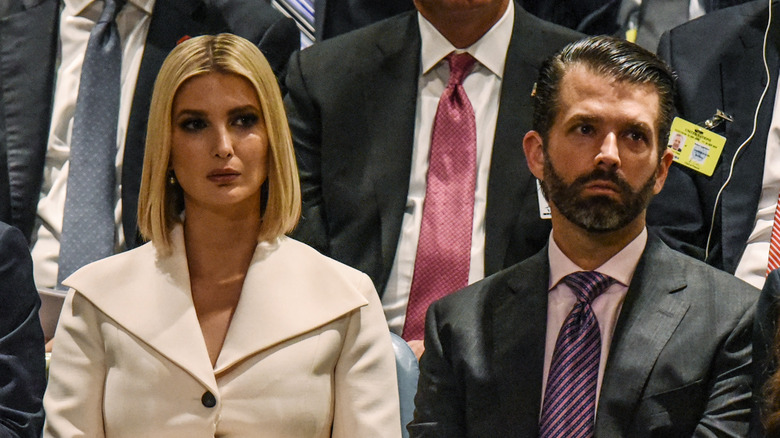  Ivanka Trump and Donald Trump Jr. listen during a speech by President Donald Trump at the United Nations 2019