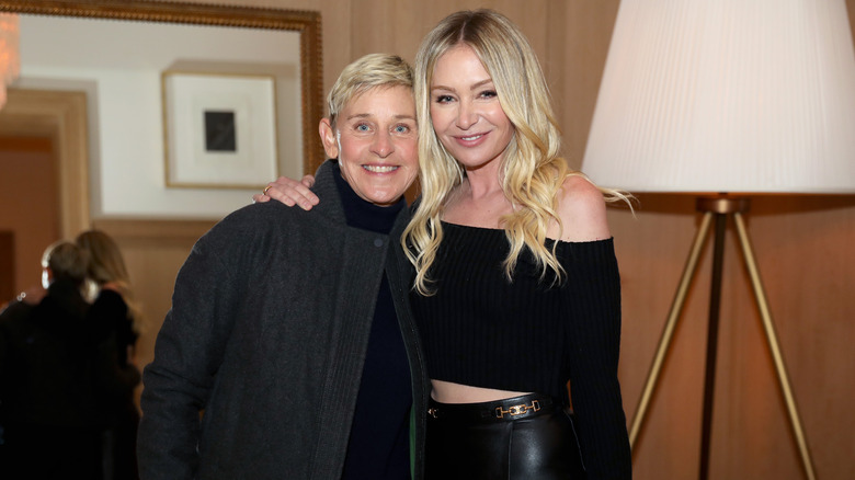 Ellen DeGeneres and Portia de Rossi smiling