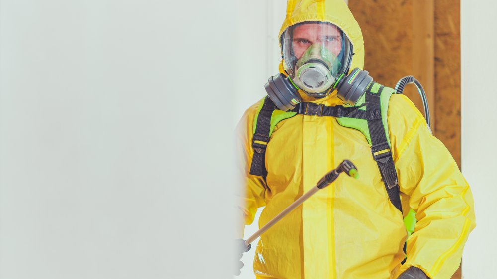 man in hazmat suit