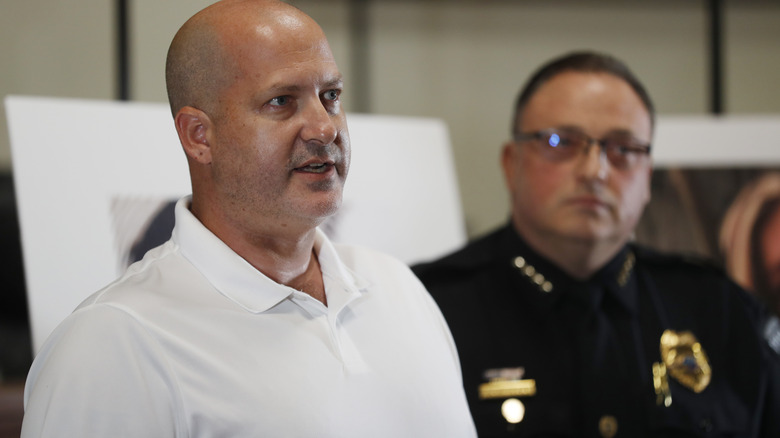 Joe Petito (L) pleas for help during a news conference to help finding his missing daughter