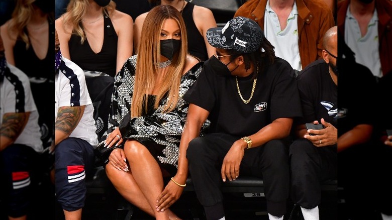 Beyonce and Jay-Z at the 2021 NBA playoffs