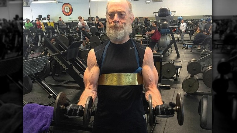 J.K. Simmons lifting weights