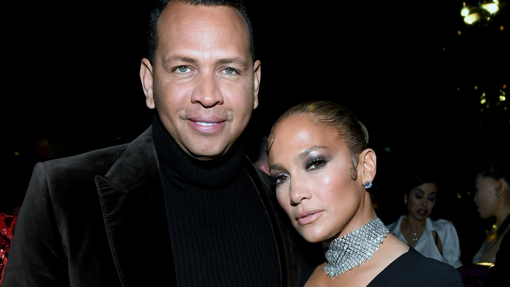 Jennifer Lopez and Alex Rodriguez pose