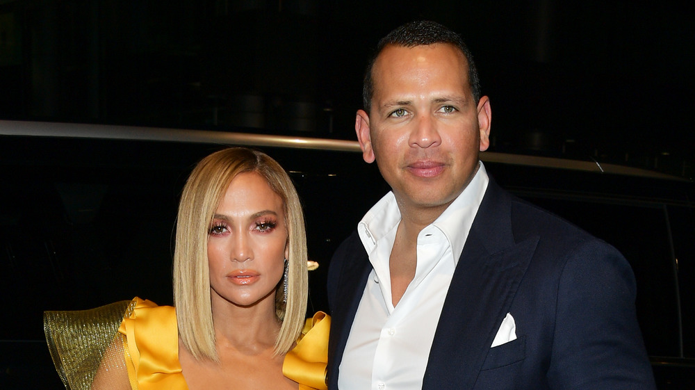 Jennifer Lopez and Alex Rodriguez pose