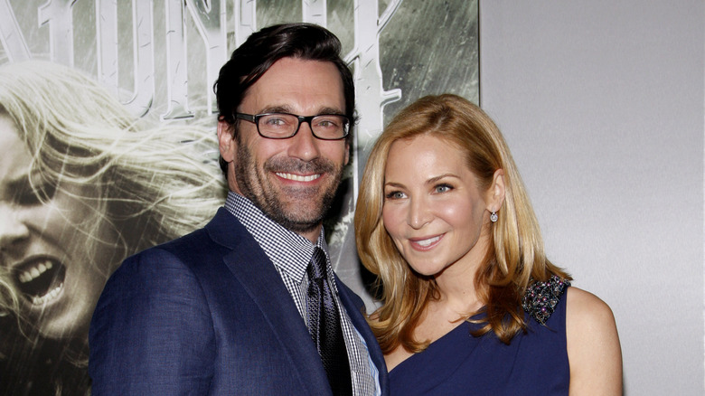 Jon Hamm and Jennifer Westfeldt smiling