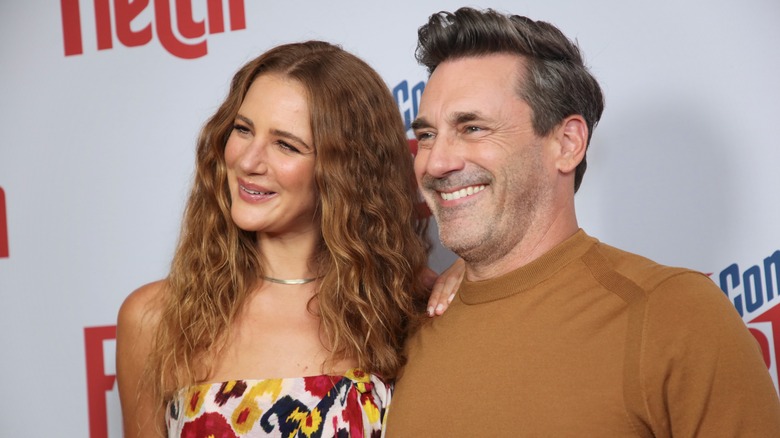 Jon Hamm and Anna Osceola smiling