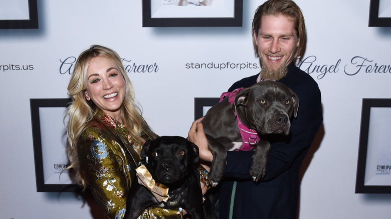 Kaley Cuoco Karl Cook posing with dogs