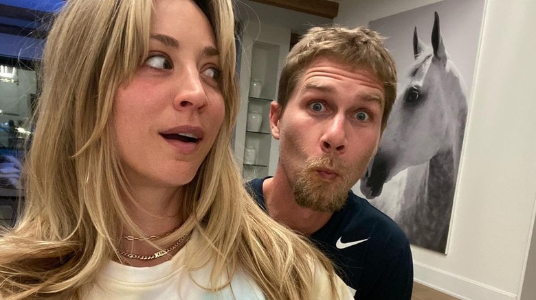 Kaley Cuoco and Karl Cook posing for a selfie