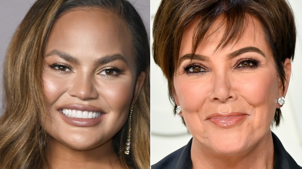 Chrissy Teigen smiling, Kris Jenner smiling