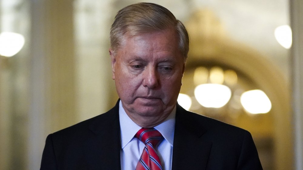 Sen. Lindsey Graham looking down