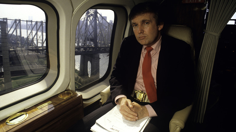 Donald Trump on a private jet