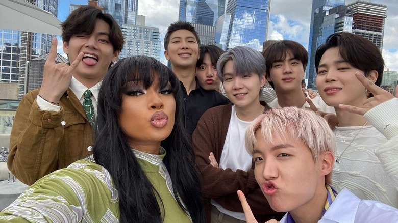 Megan Thee Stallion, BTS posing for selfie