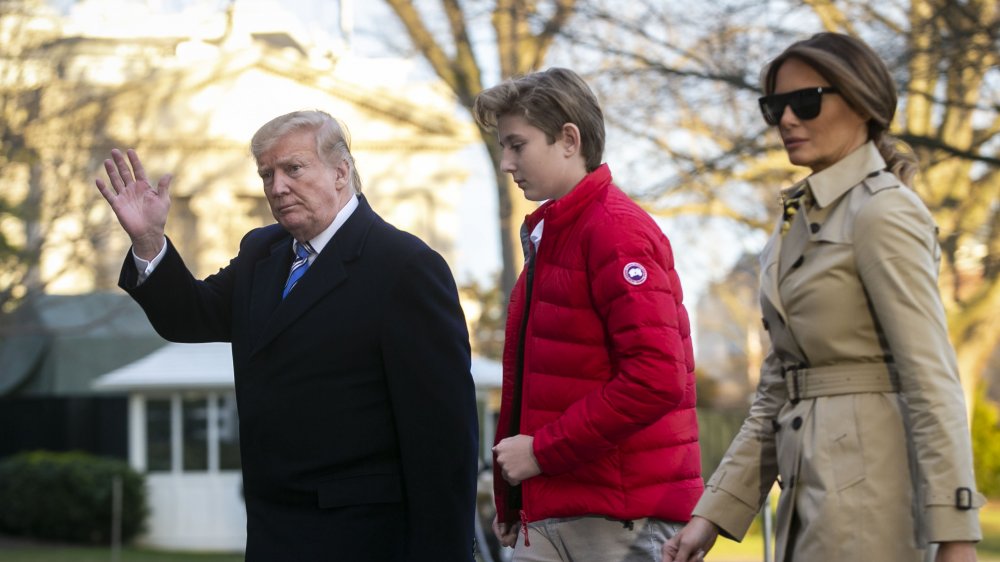 Melania, Barron, and Donald Trump 