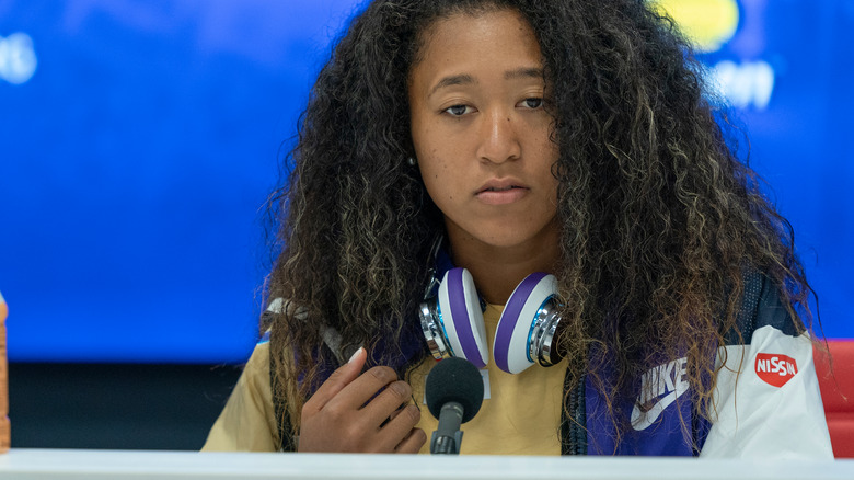 Naomi Osaka at a press conference