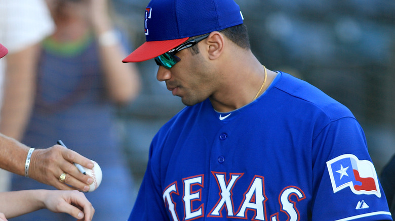 Russell Wilson in Texas Rangers uniform