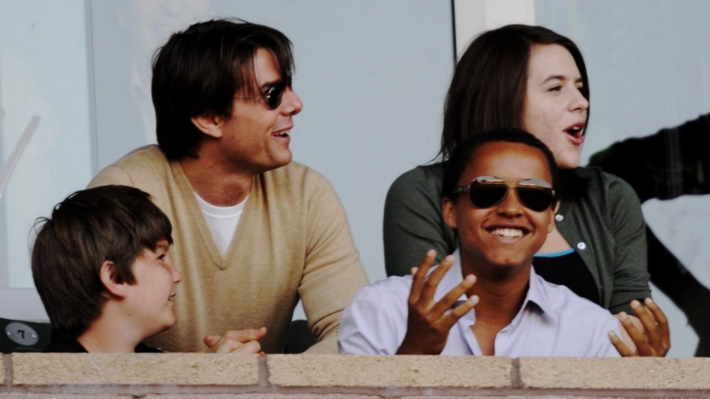 Tom Cruise, Connor Cruise, and Isabella Cruise at a Los Angeles Galaxy game