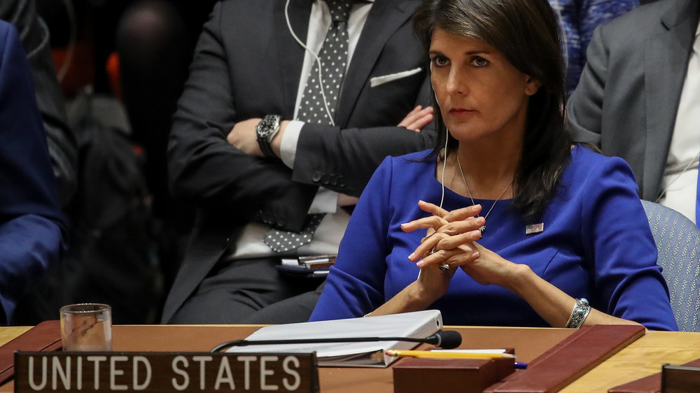 Nikki Haley at a UN security conference in April 2018