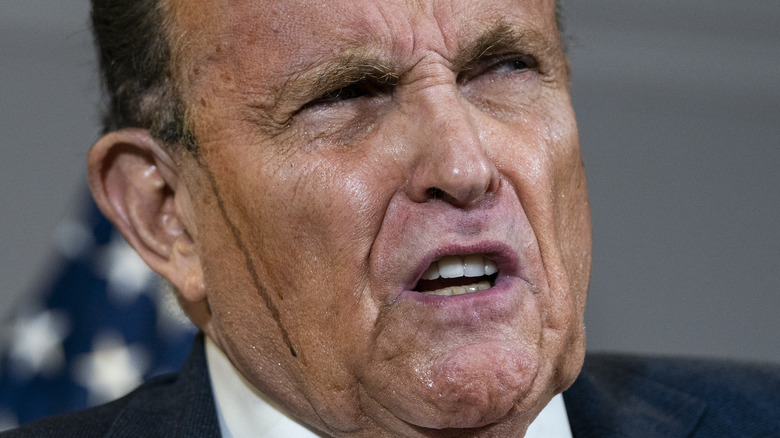 Rudy Giuliani sweating