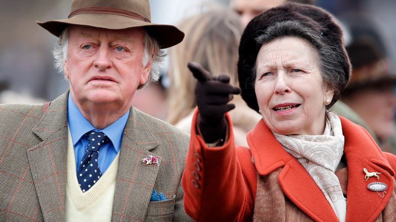 Andrew Parker Bowles and Princess Anne talking in 2020