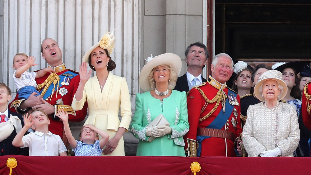 Members of the royal family watch the 2019 Trooping the Colour