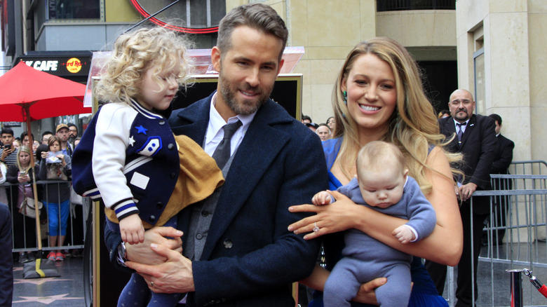 Ryan Reynolds and Blake Lively with their two oldest daughters.