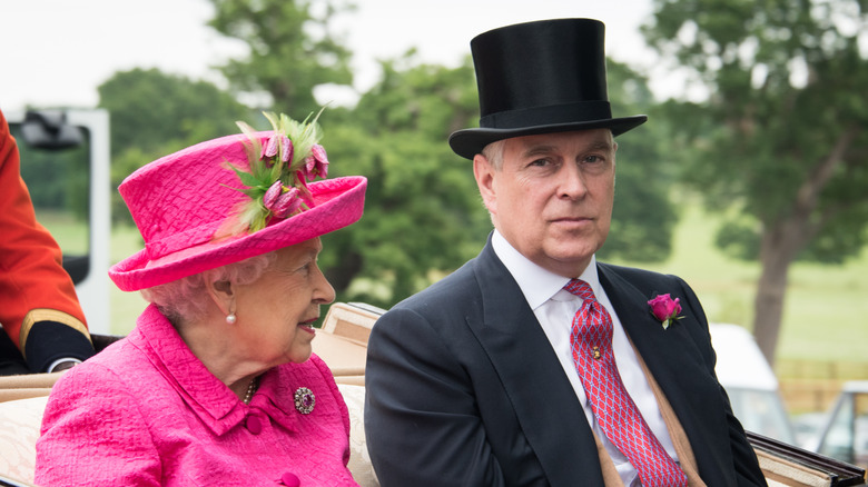 Queen Elizabeth II and Prince Andrew talking