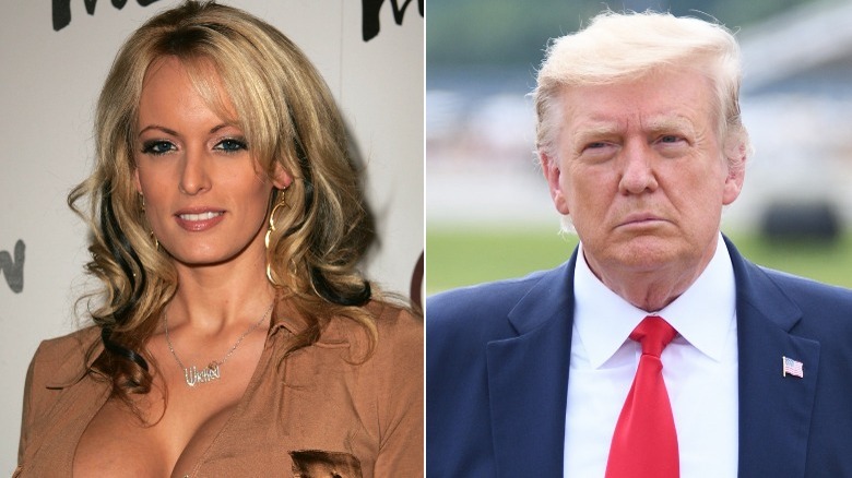 Stormy Daniels and Donald Trump side by side