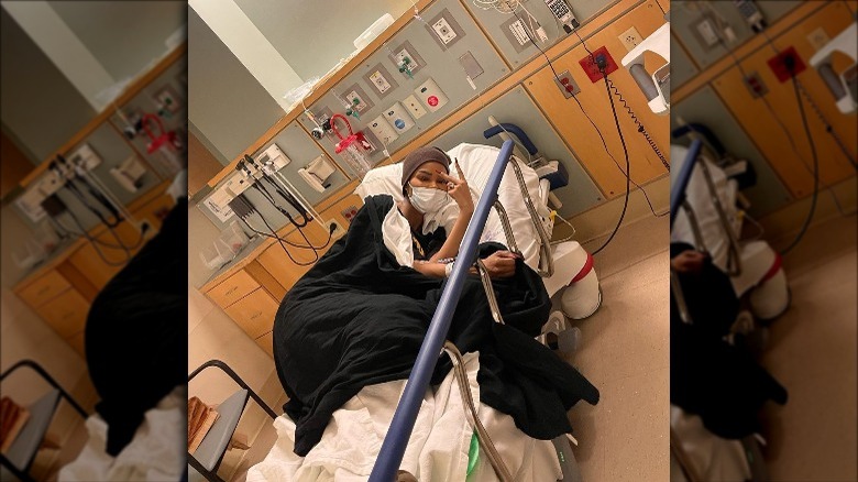 Teyana Taylor in a hospital bed.