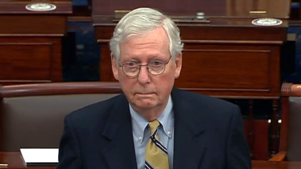 Sen. Mitch McConnell with serious expression