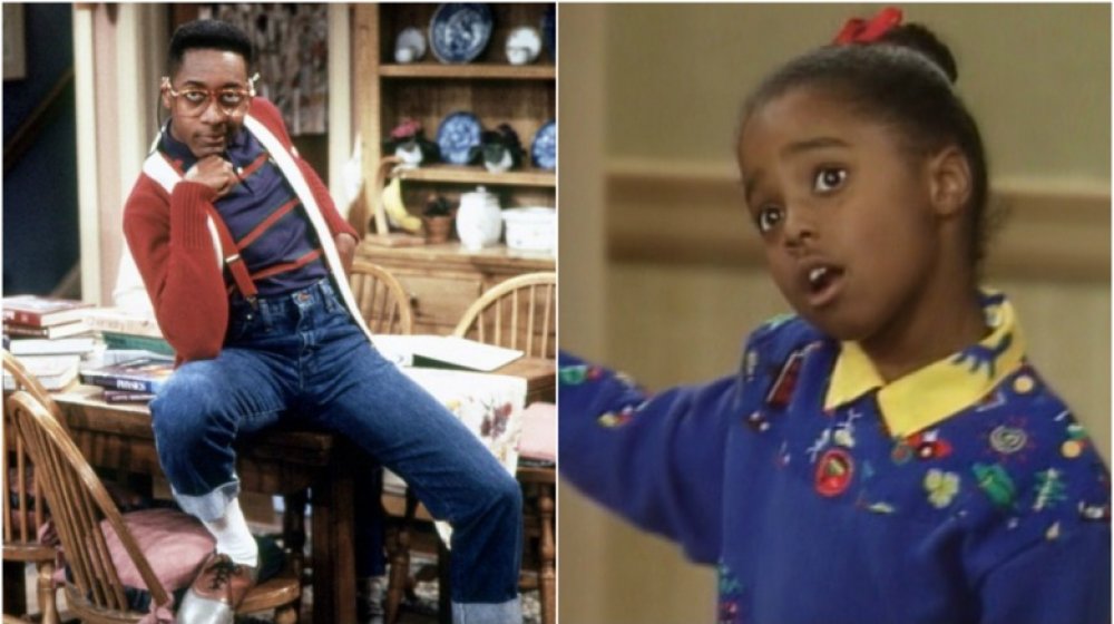 Split image of Jaleel White as Steve Urkel, Keshia Knight Pulliam as Rudy on The Cosby Show