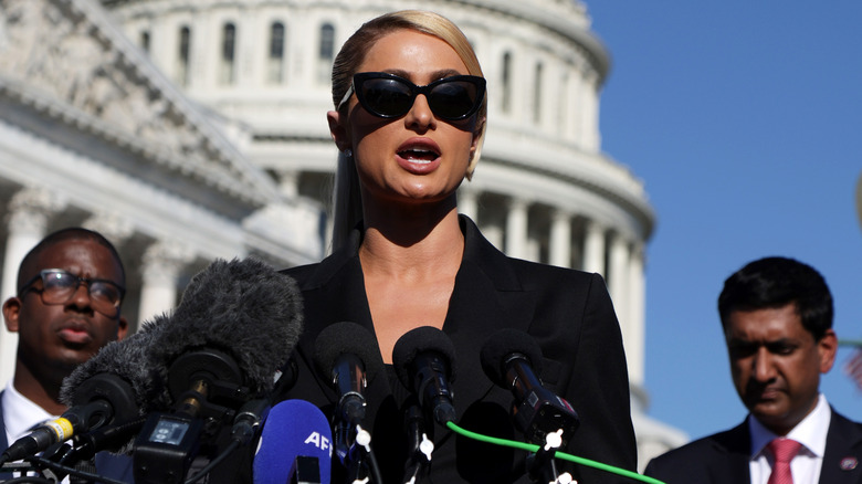 Paris Hilton giving speech in Washington