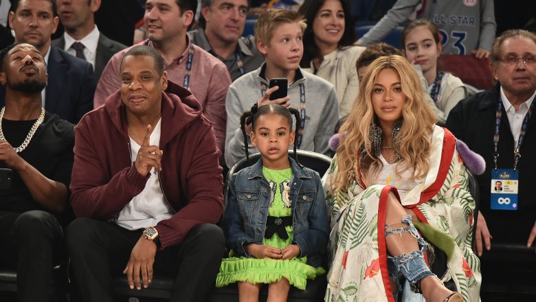 Beyoncé and Jay Z and Blue Ivy at Basketball Game 