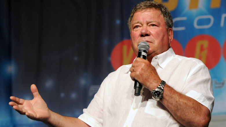 William Shatner speaks on stage