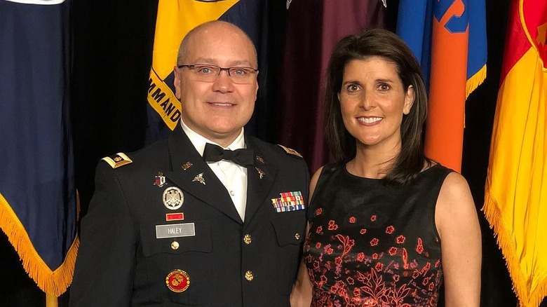 Michael Haley in uniform with Nikki Haley